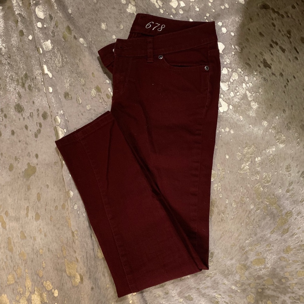 The limited Maroon red denim jeans